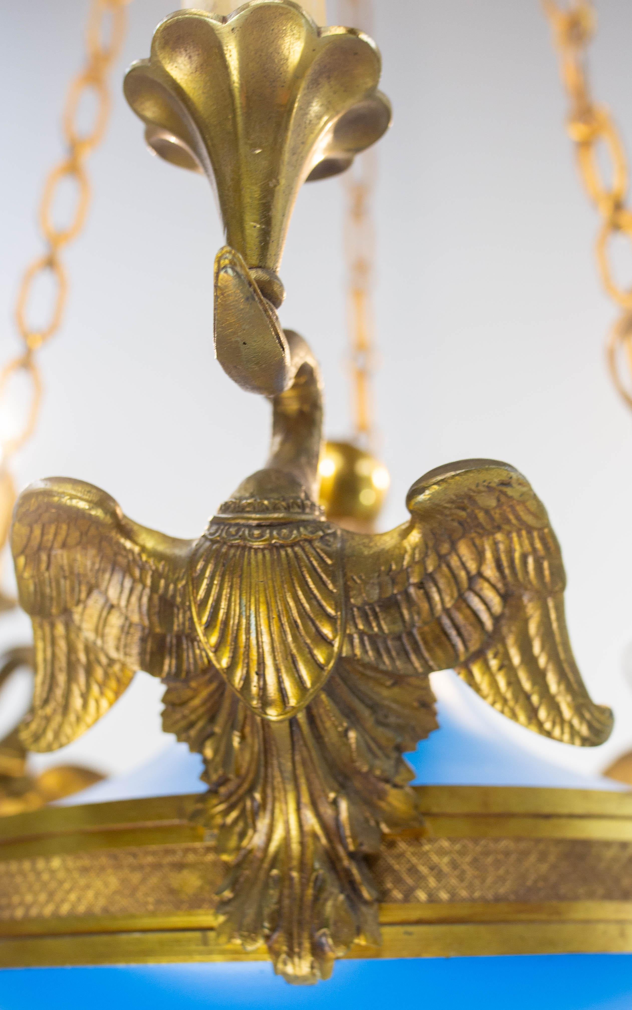 Colgante de techo de metal y latón azul francés estilo Napoleón III, hacia 1960 Latón en venta