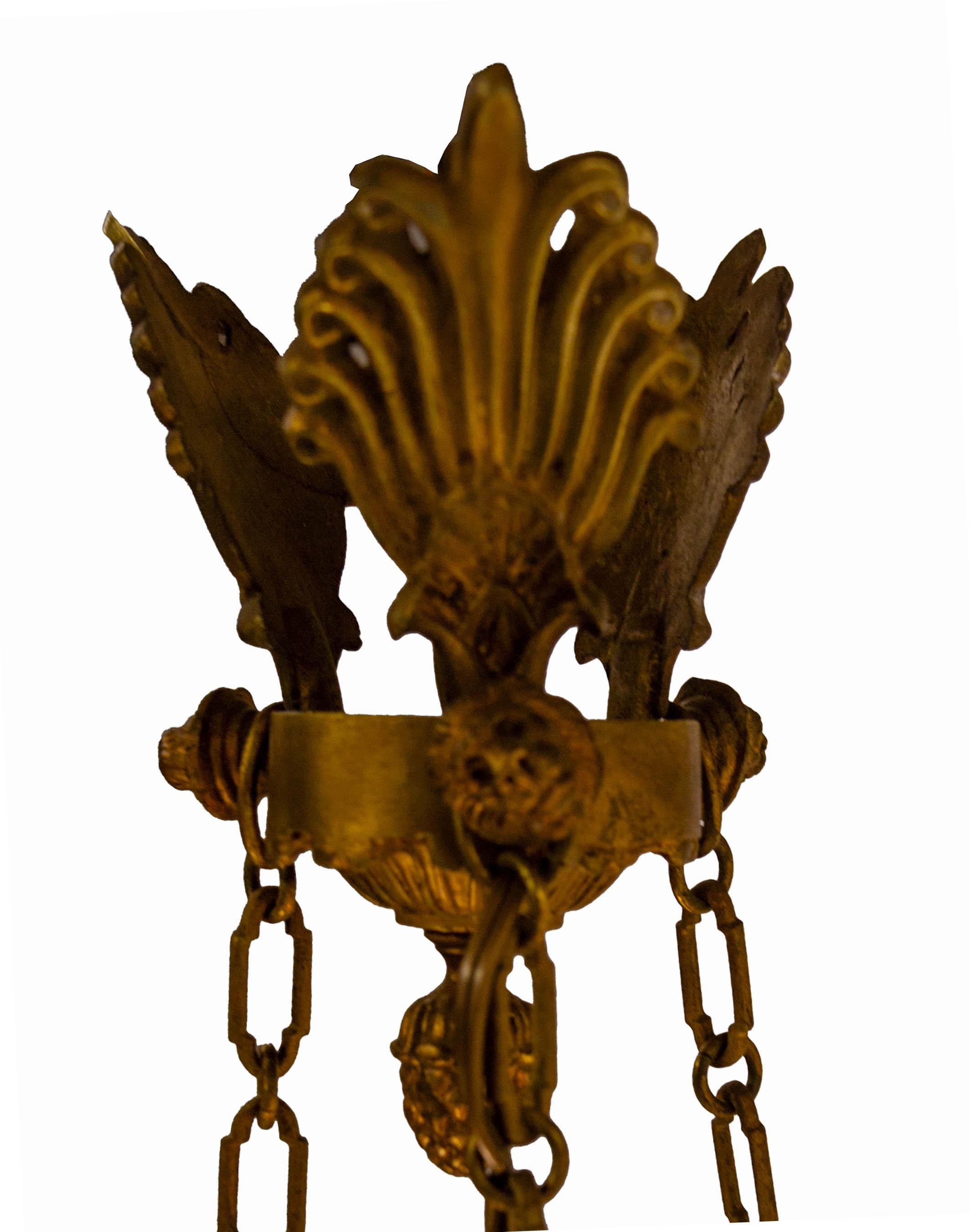 Colgante de techo de metal y latón azul francés estilo Napoleón III, hacia 1960 en venta 1