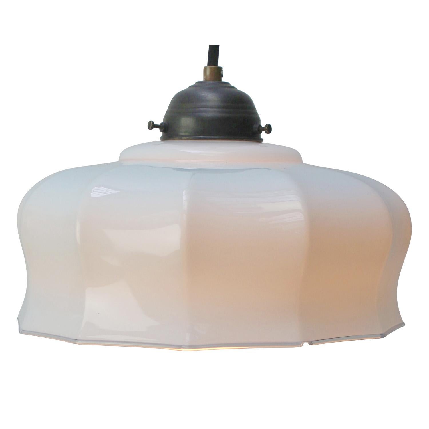 Pendente industriale in vetro opalino blu francese.

Peso 0,80 kg / 1,8 lb

Prezzo per singolo articolo. Tutte le lampade sono state rese idonee dagli standard internazionali per le lampadine a incandescenza, a risparmio energetico e a LED. I