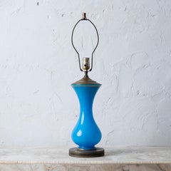 French Blue Opaline Glass Lamp