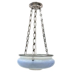 French Blue Opaline Glass Light Fixture