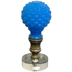 French Blue Opaline Newel Post or “Boule Escalier”