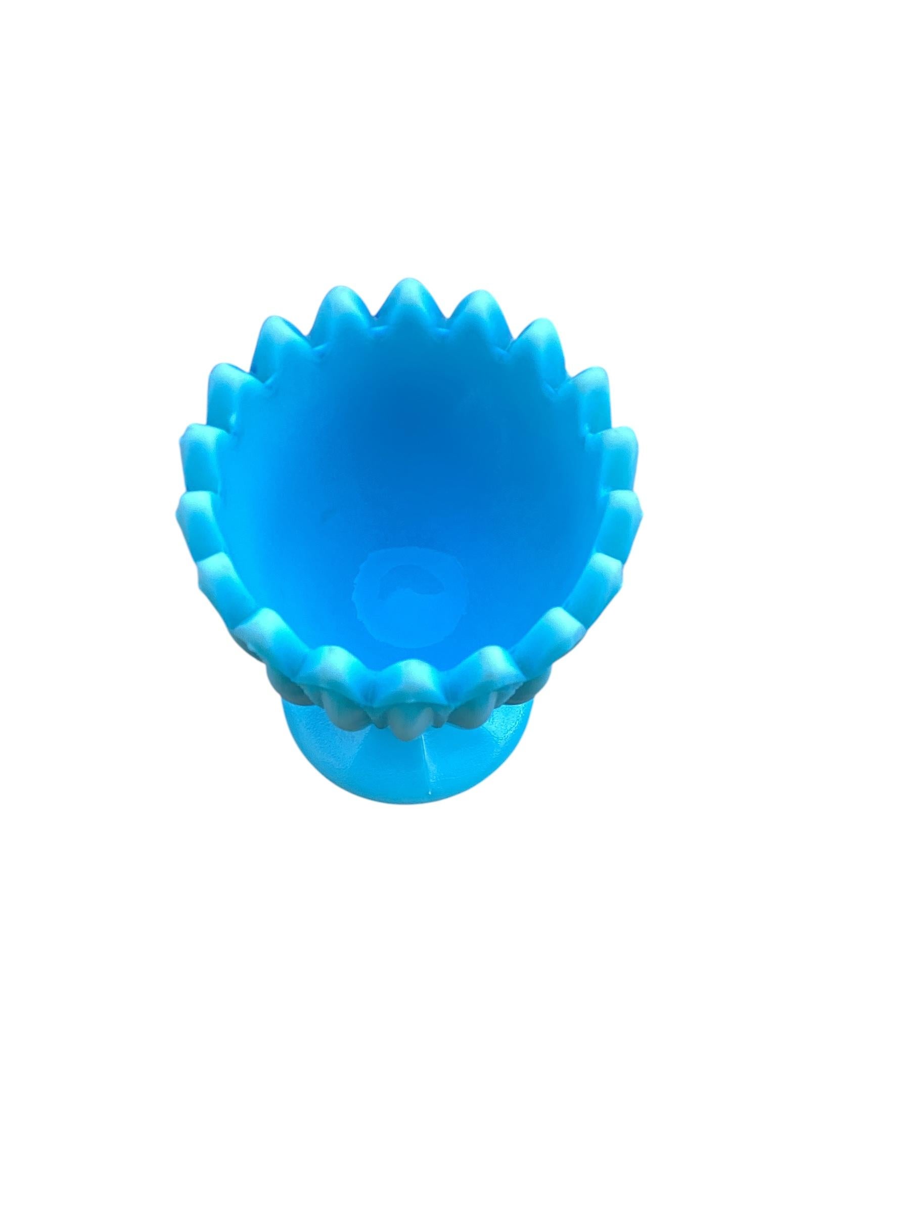 Jarrón de cristal turquesa azul opalino francés Portieux Vallerysthal Francés en venta