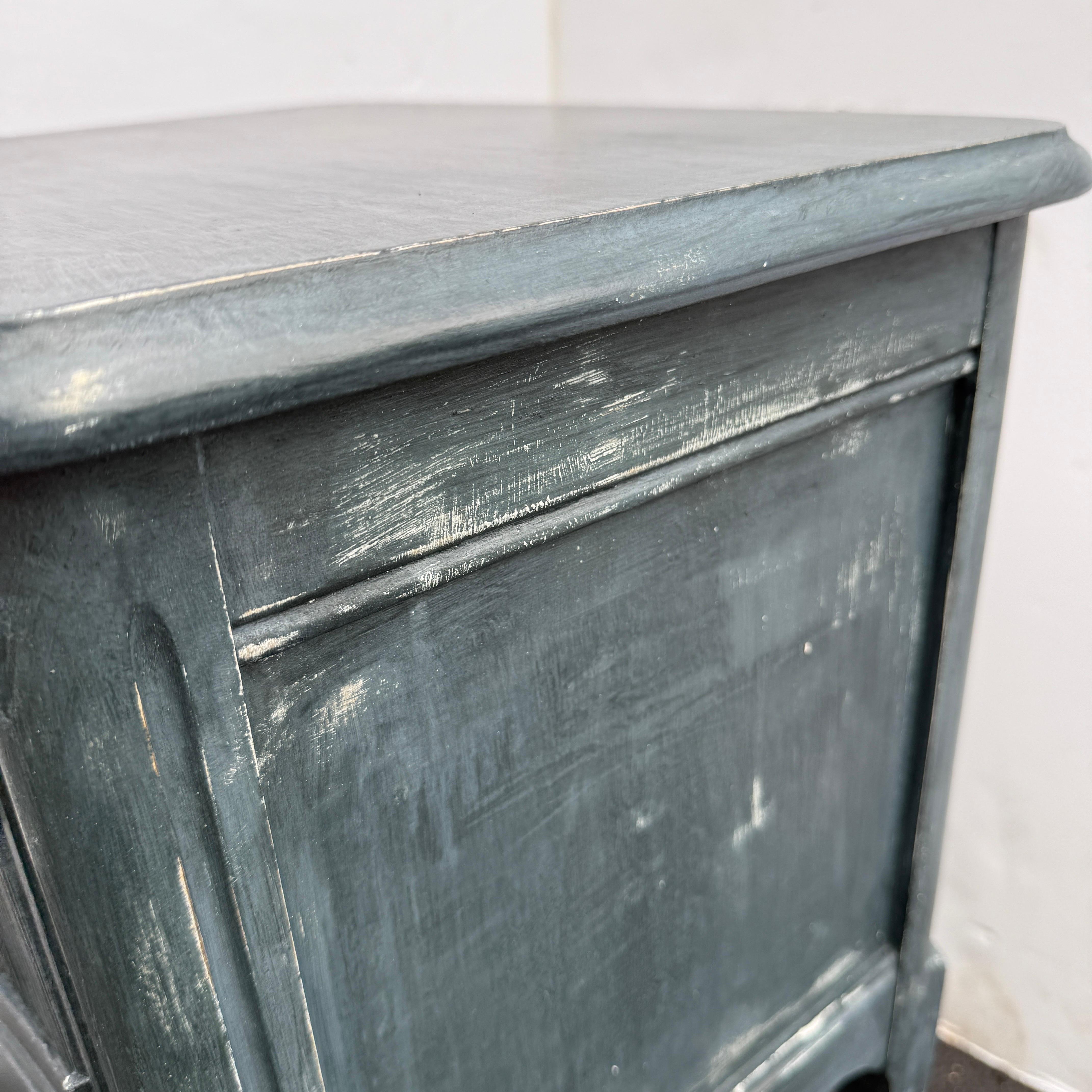 Empire French Blue Painted Bedside Nightstand End Table For Sale