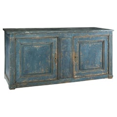 Antique French Blue-Painted Buffet Enfilade