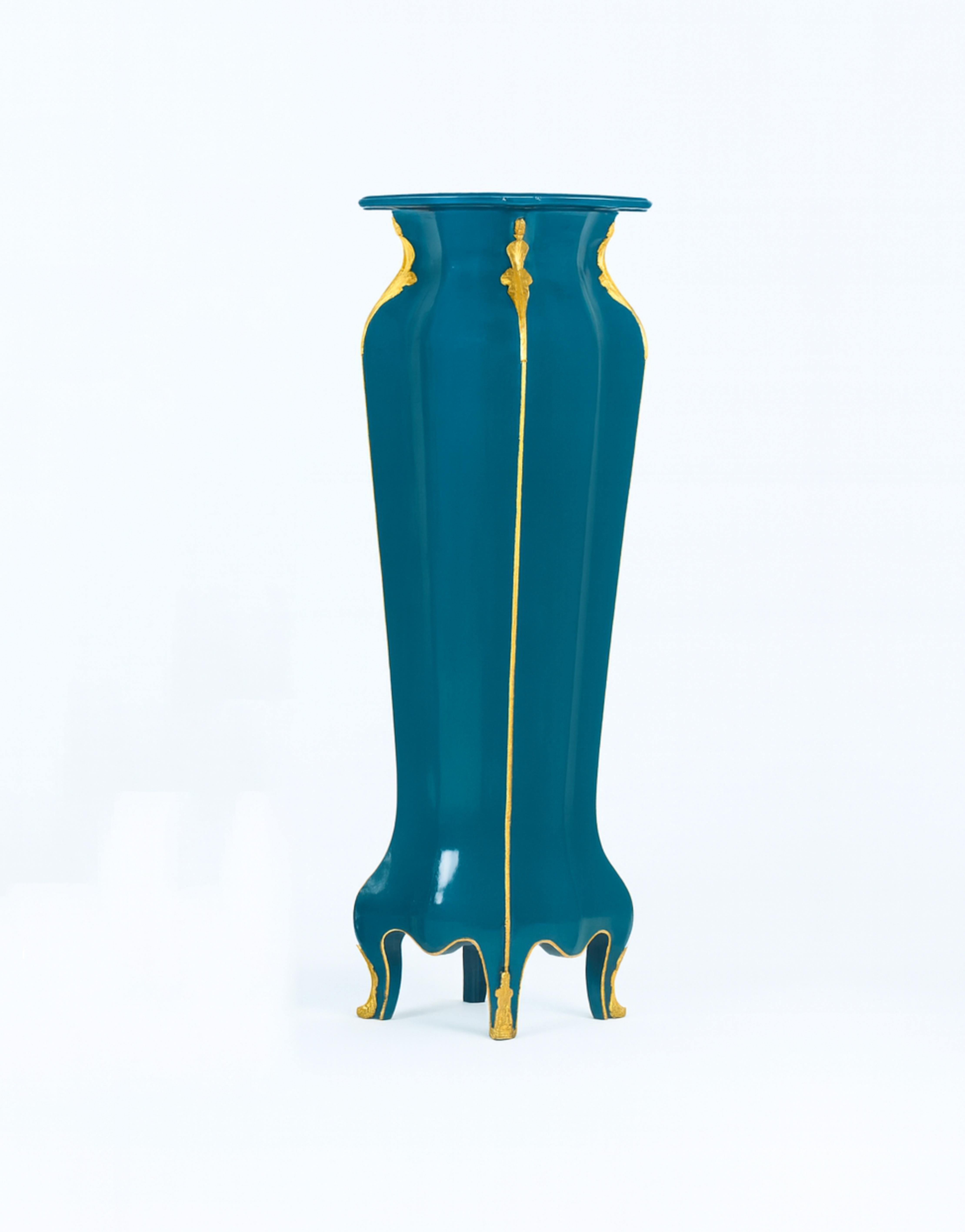 French Blue Peacock Color Louis XVI Column Pedestal, 19th Century For Sale 3