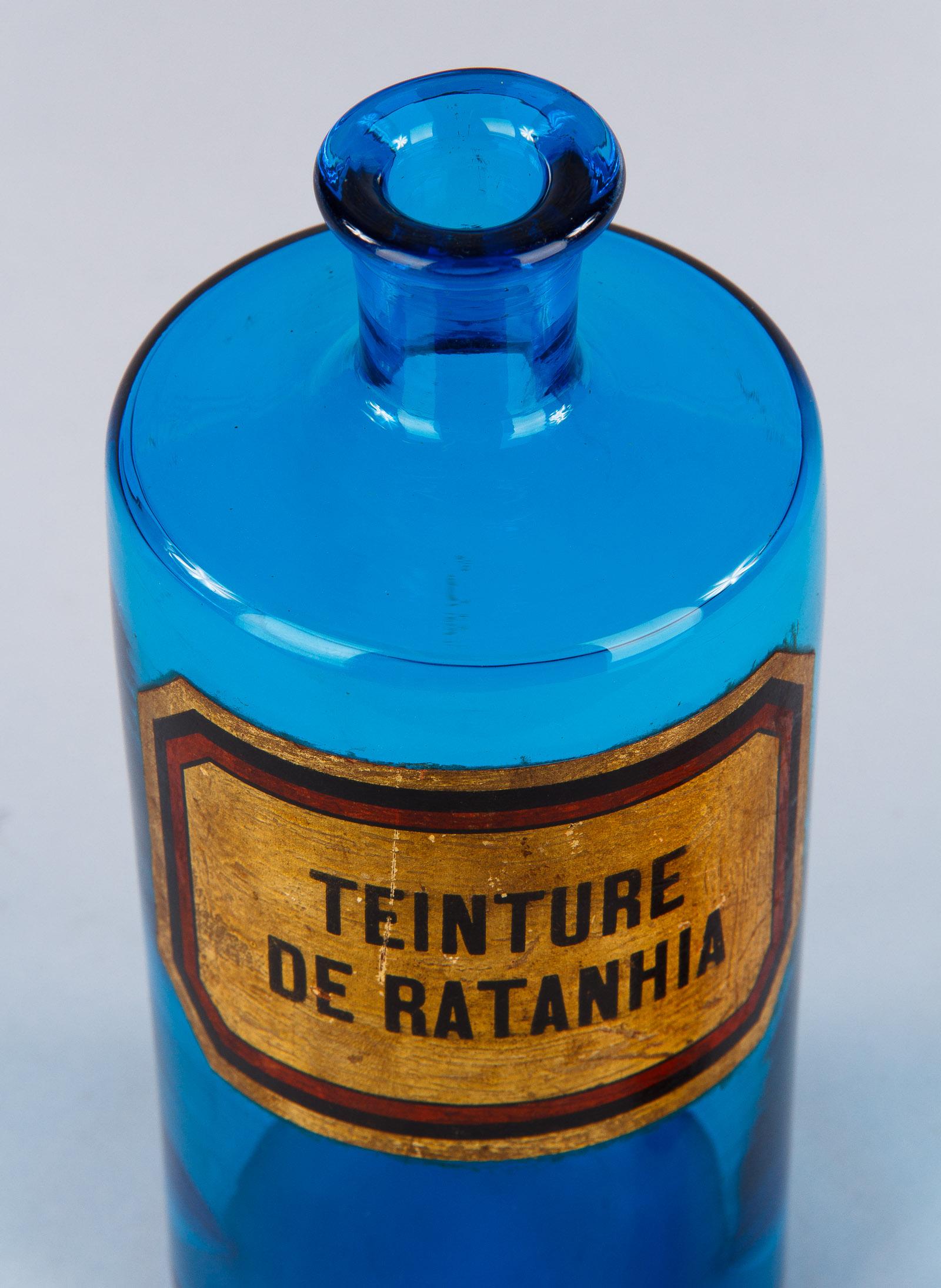 20th Century French Blue Pharmacy Bottle, Early 1900s
