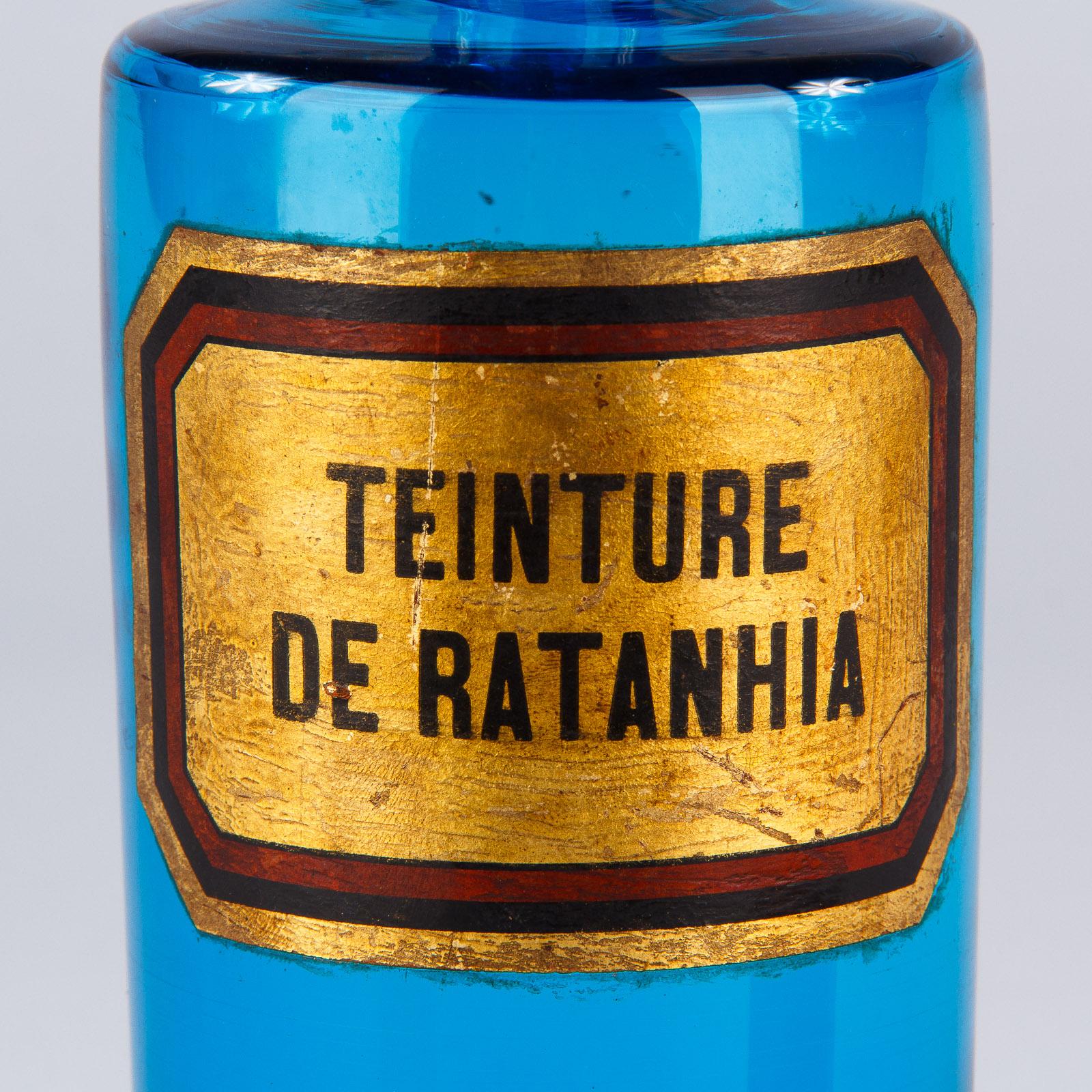 Metal French Blue Pharmacy Bottle, Early 1900s