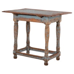 Antique French Blue Side Table, 19th Century