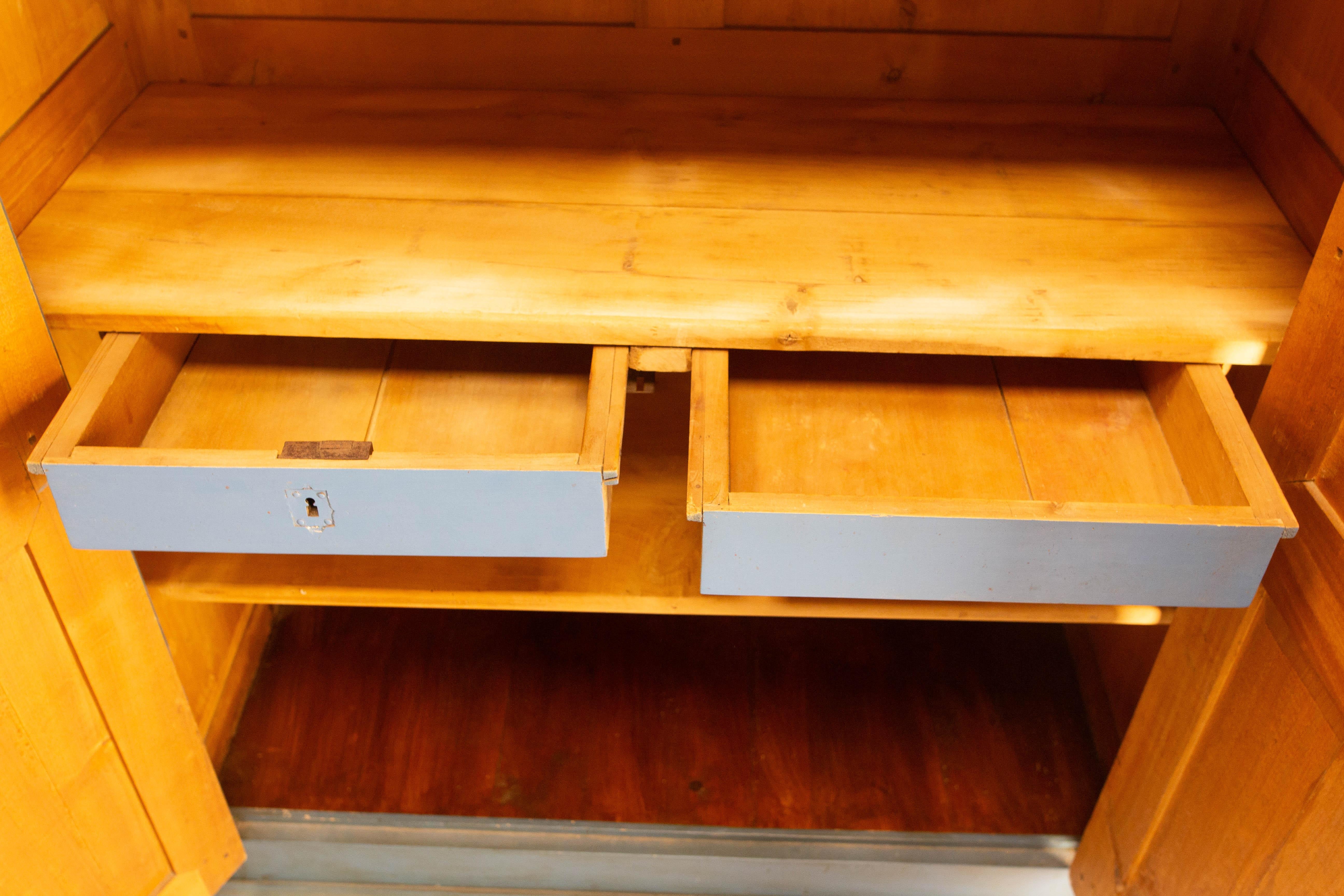 French Blue Wardrobe Armoire Country Style For Sale 9