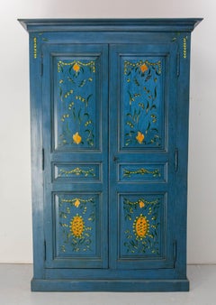 French Blue Wardrobe Armoire Country Style