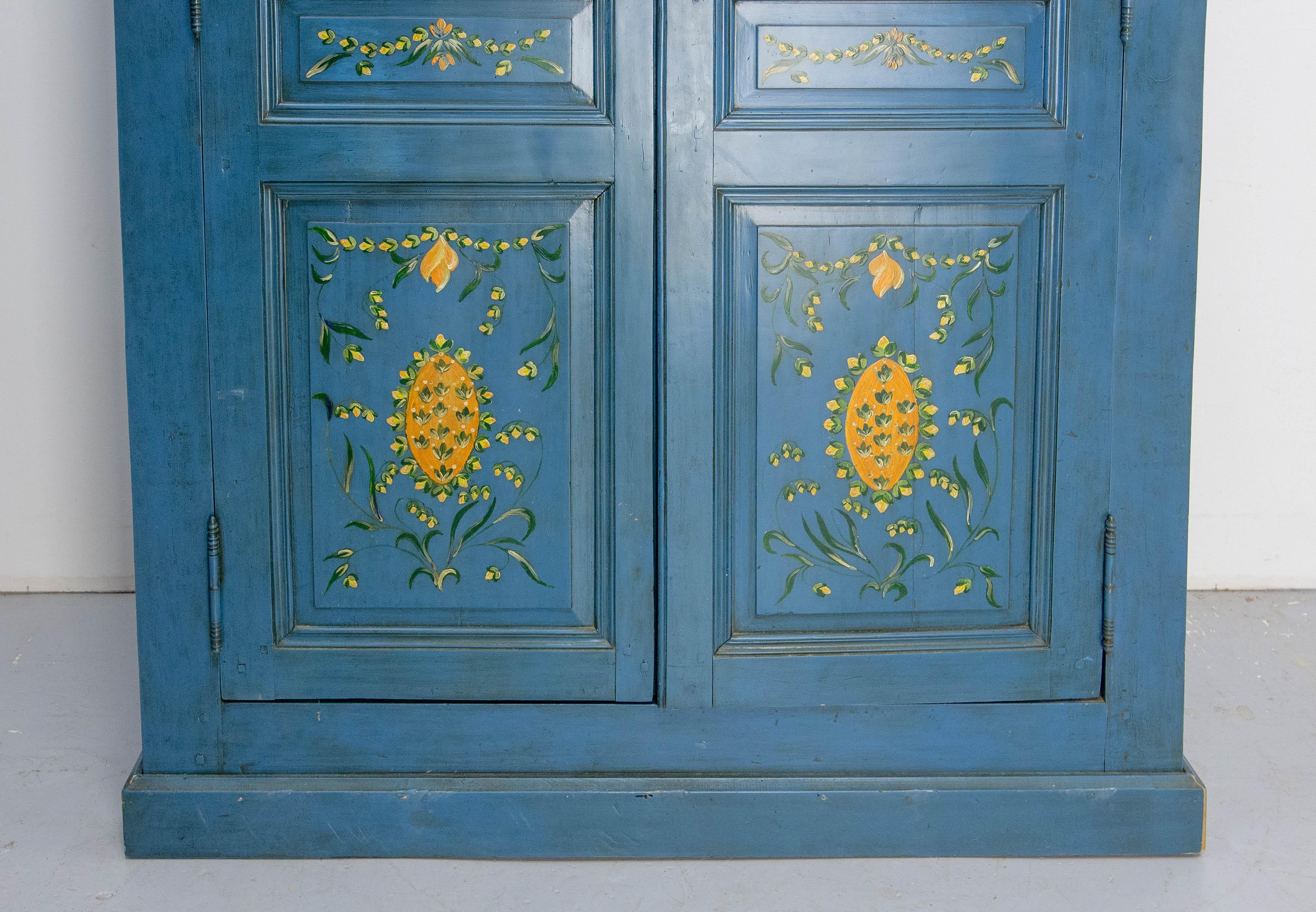 French Blue Wardrobe Armoire Country Style For Sale 2