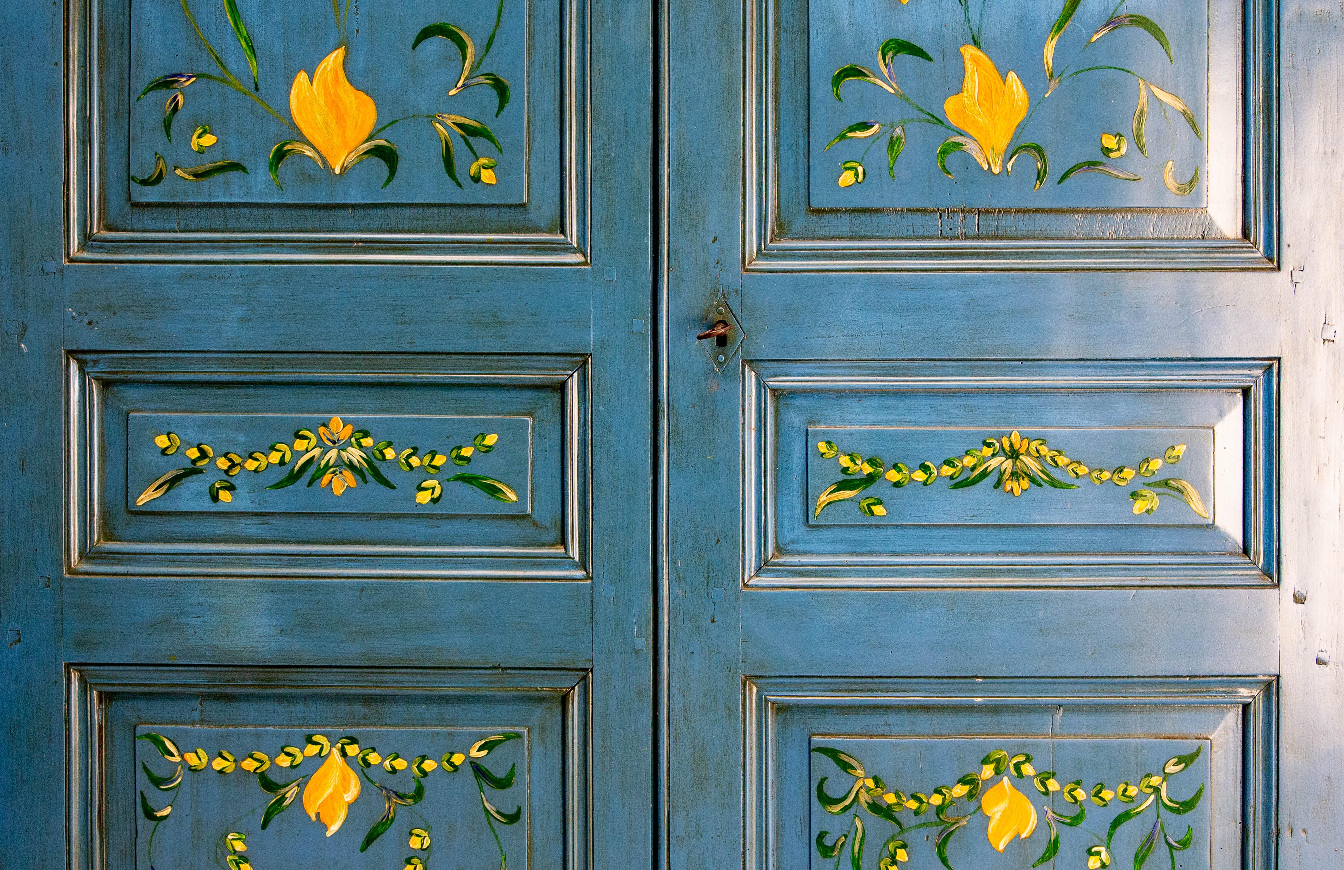French Blue Wardrobe Armoire Country Style For Sale 3