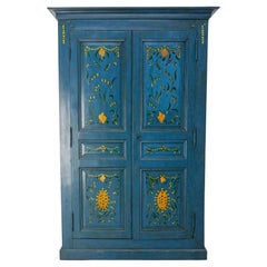 French Blue Wardrobe Armoire Country Style