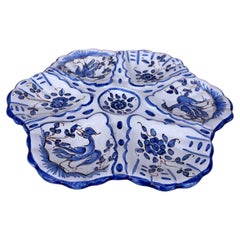French Blue & White Faience Oyster Plate Moustiers Style, circa 1940