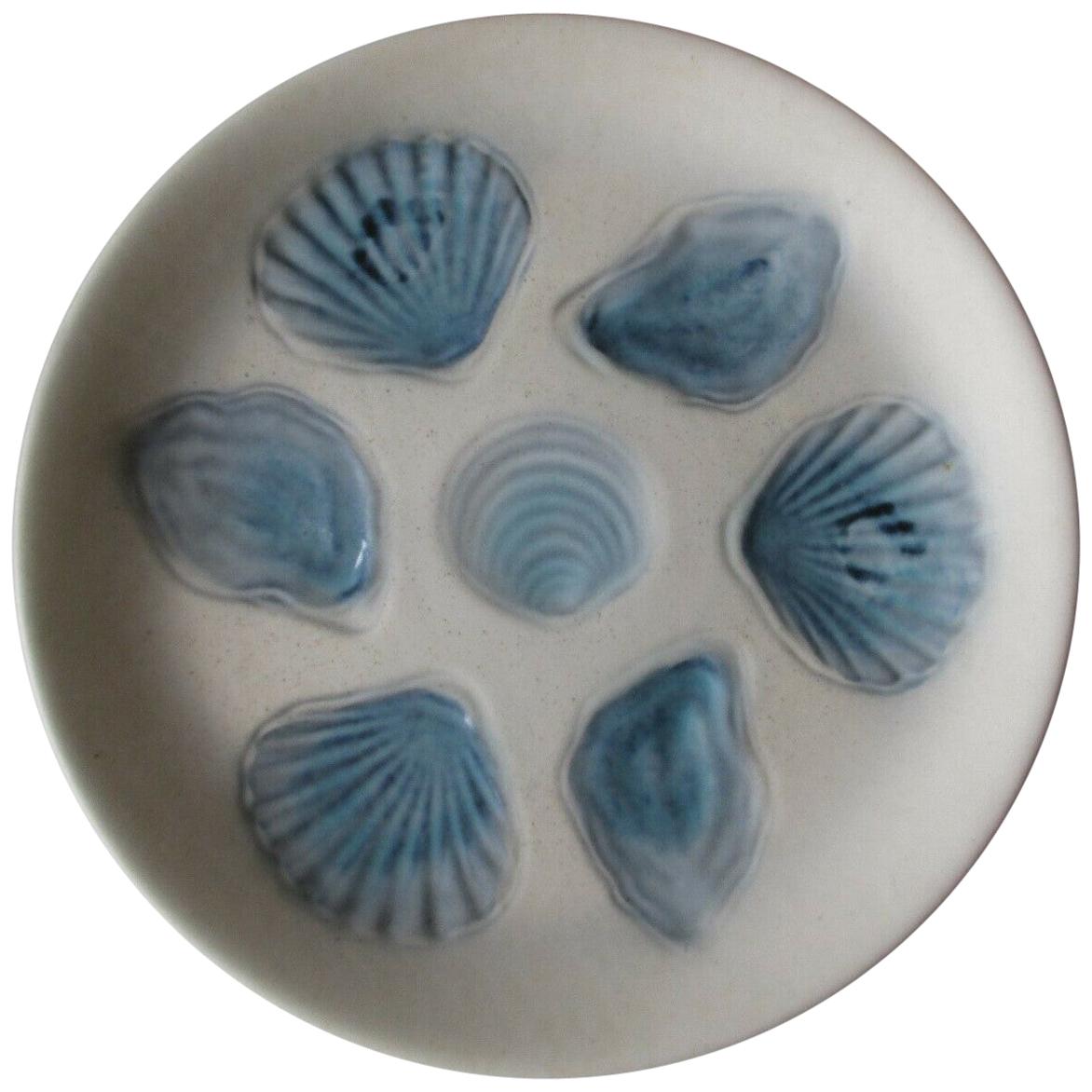 French Blue and White Majolica Oyster, circa 1950