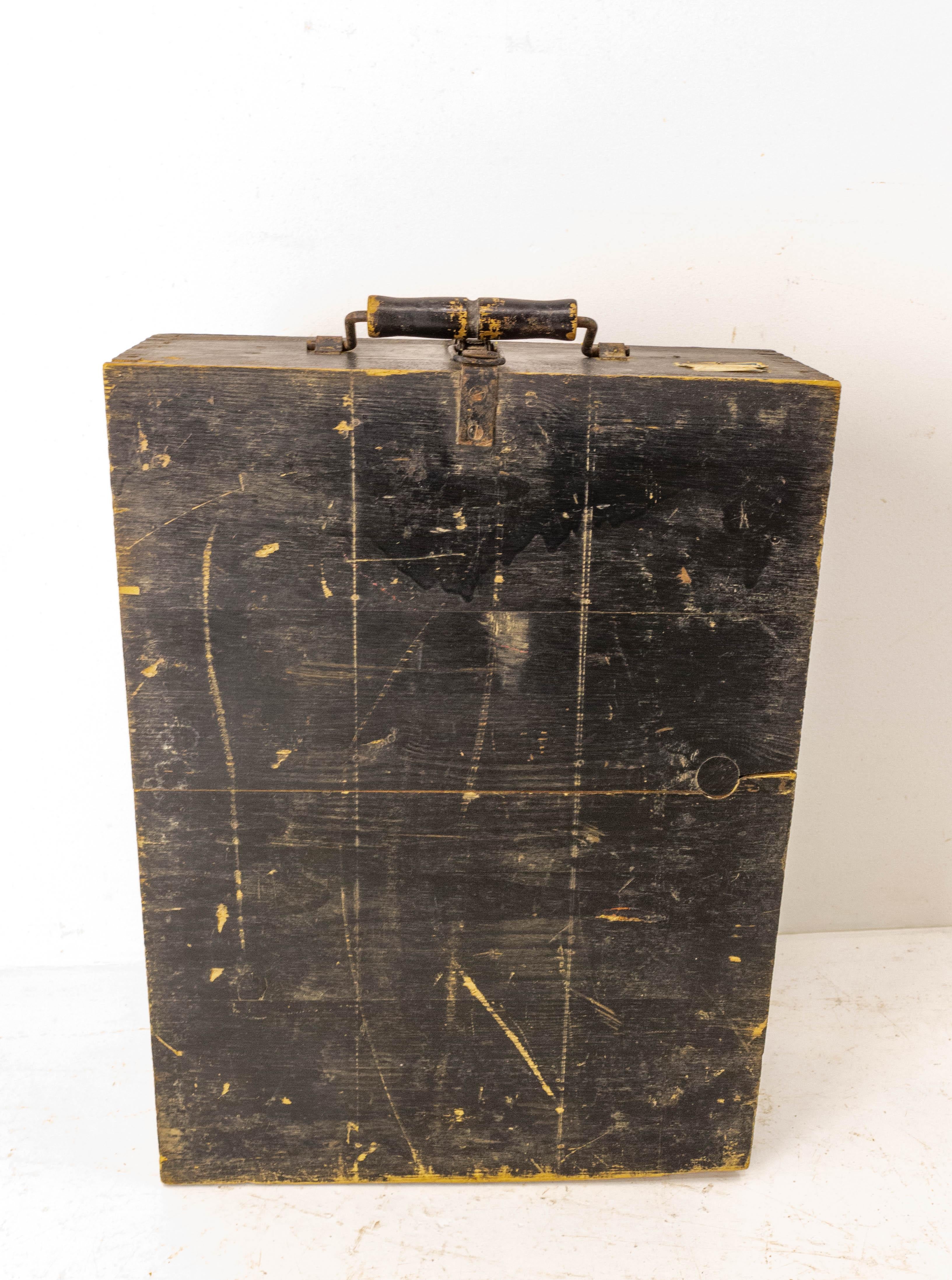 20th Century French Boarding Student Suit Case Napoleon III Style Pine, circa 1900 For Sale
