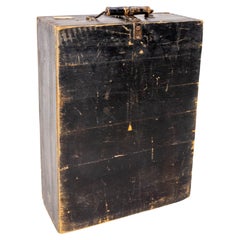 Used French Boarding Student Suit Case Napoleon III Style Pine, circa 1900