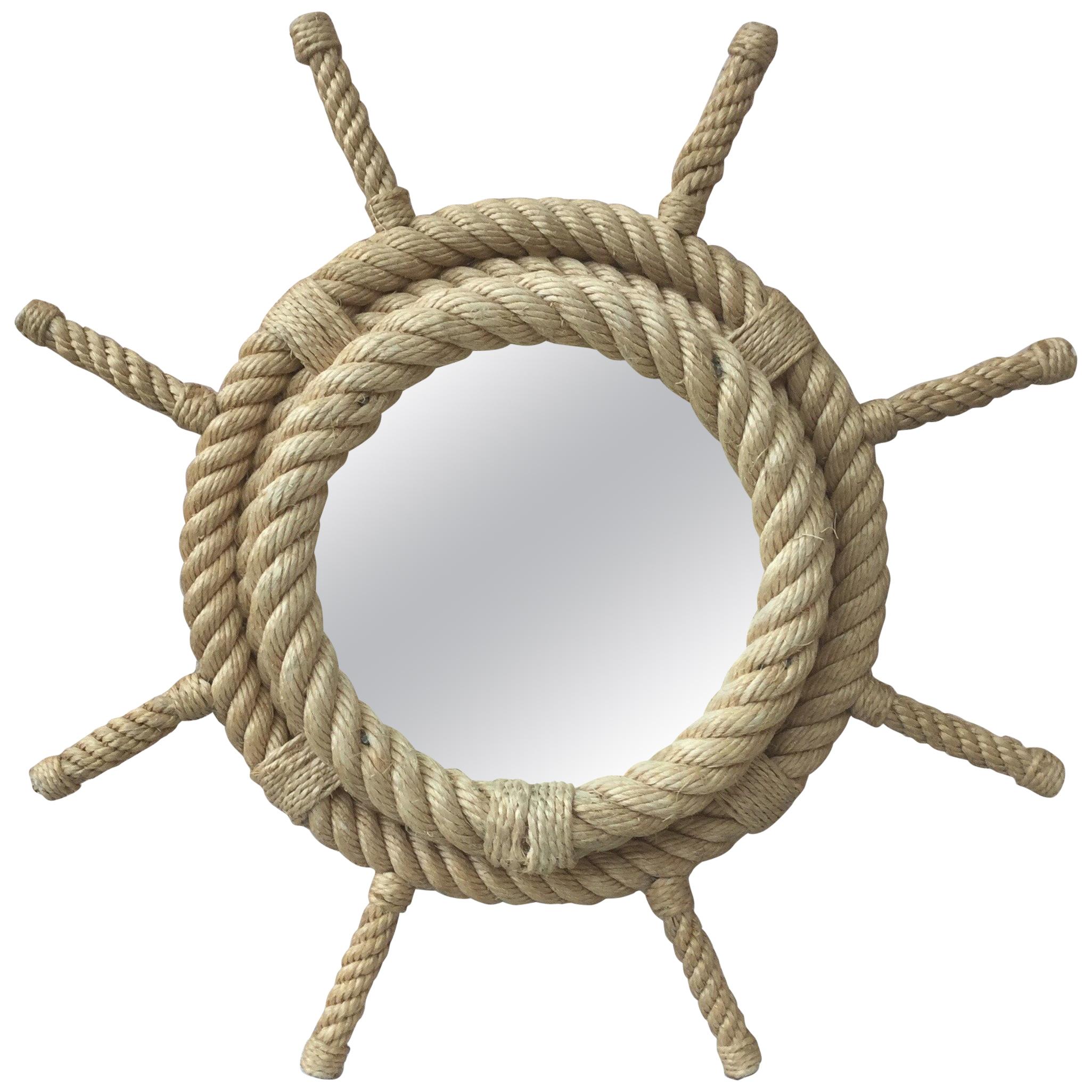 French Boat Wheel Rope Mirror Audoux Minet