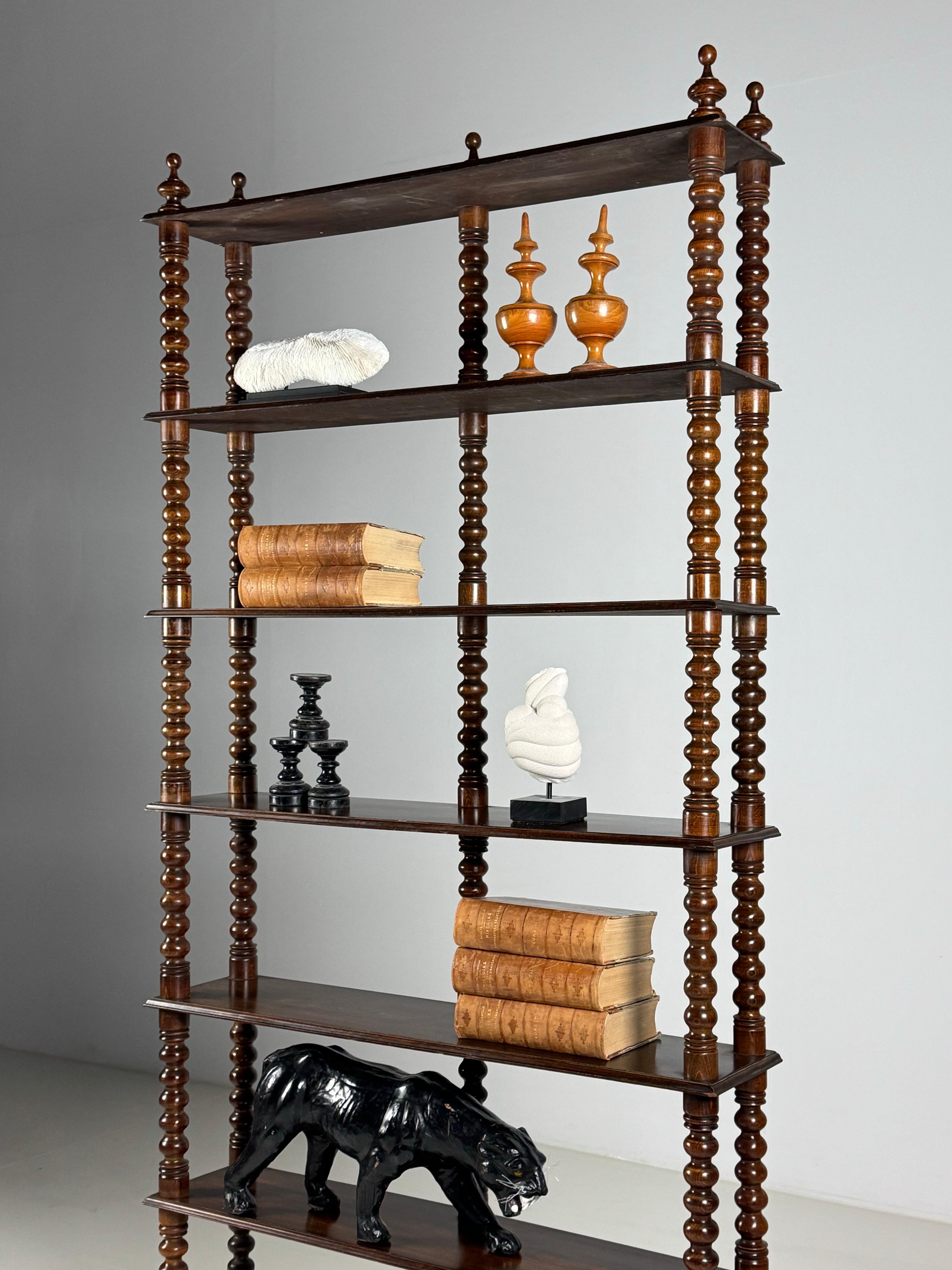 Early 20th Century French Bobbin Bookcase ca. 1900 For Sale