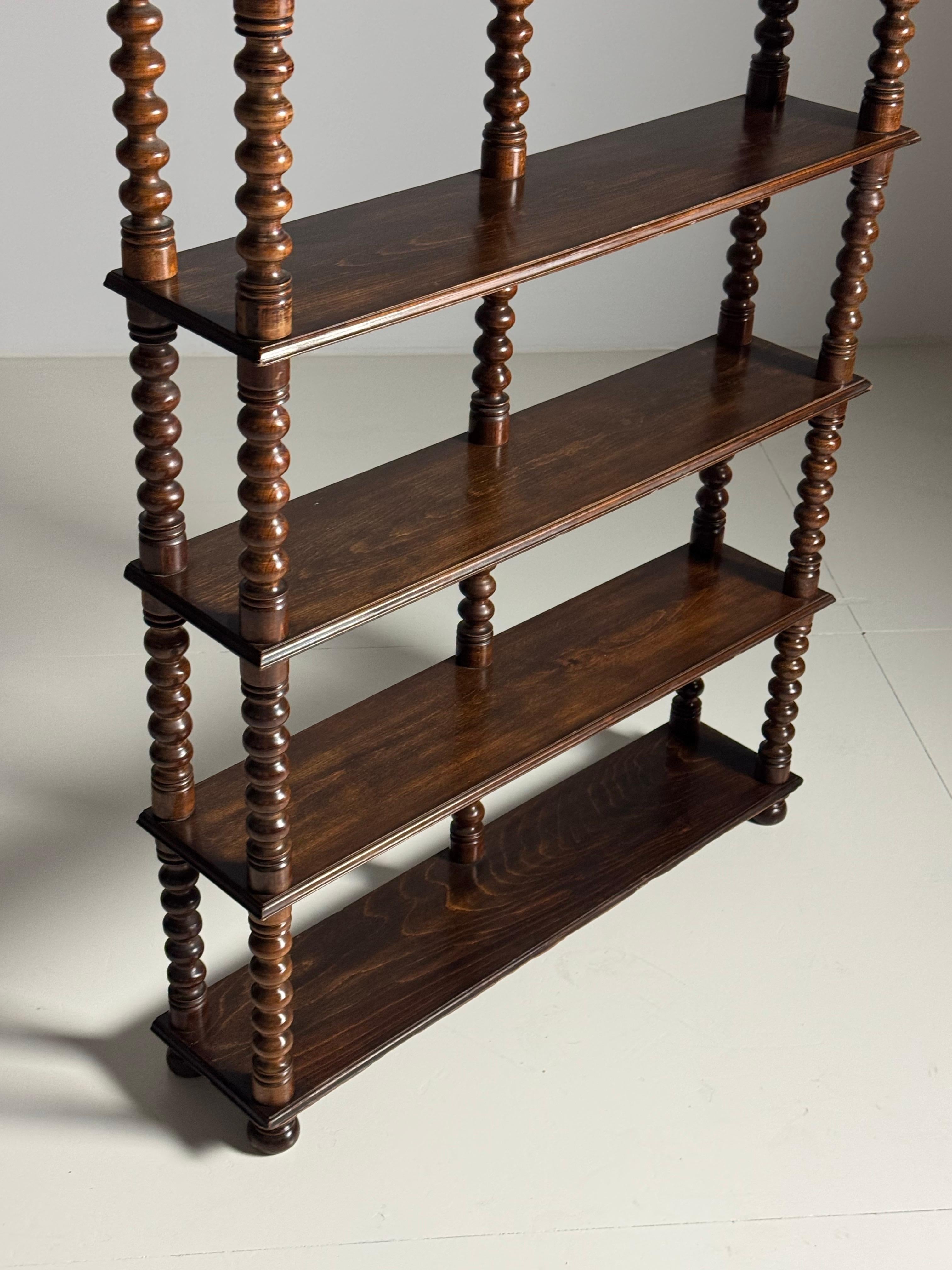 Walnut French Bobbin Bookcase ca. 1900 For Sale