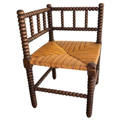 Antique French Bobbin Corner Chair