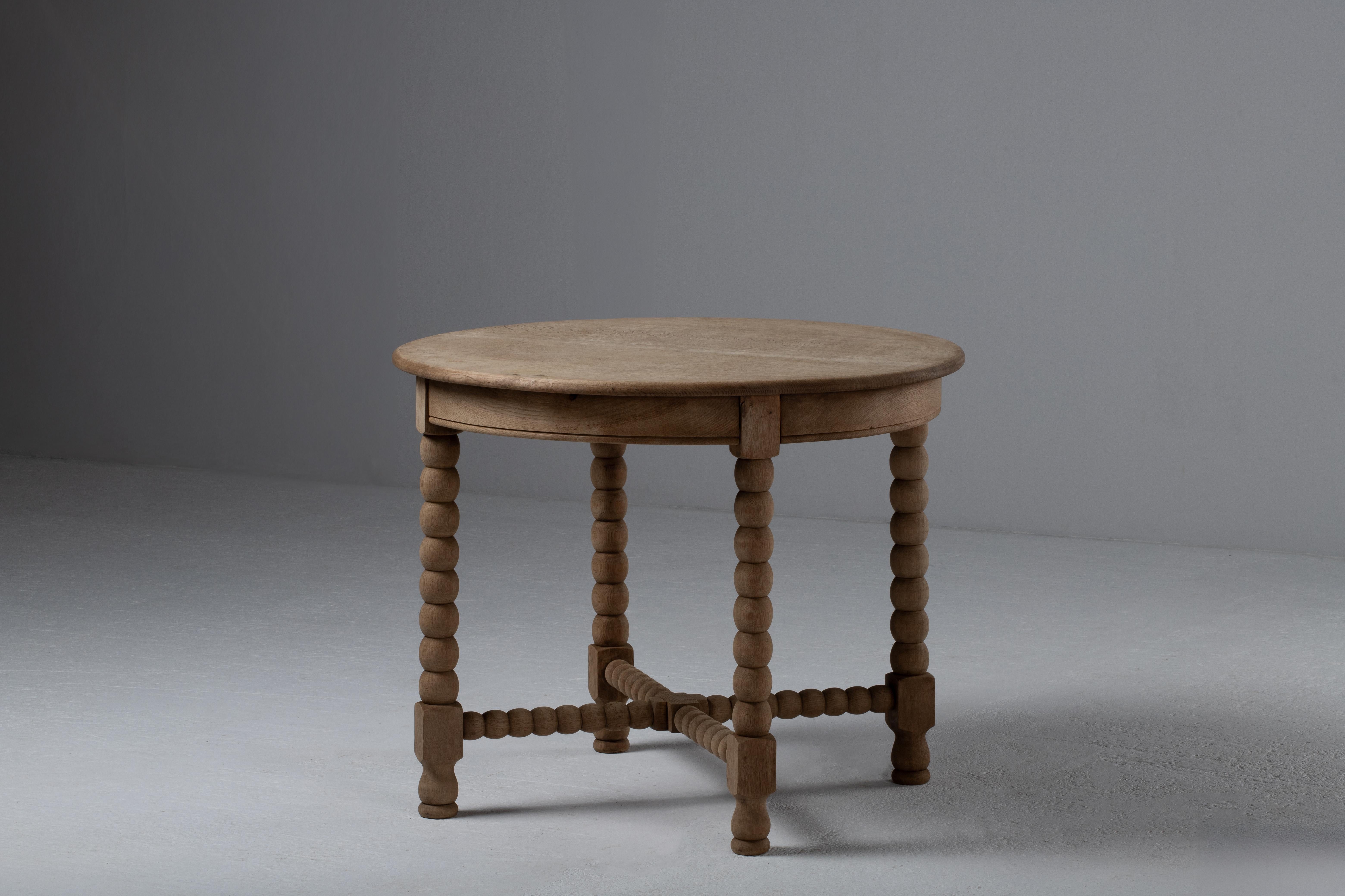 Turned French bobbin-leg side table, 19th Century