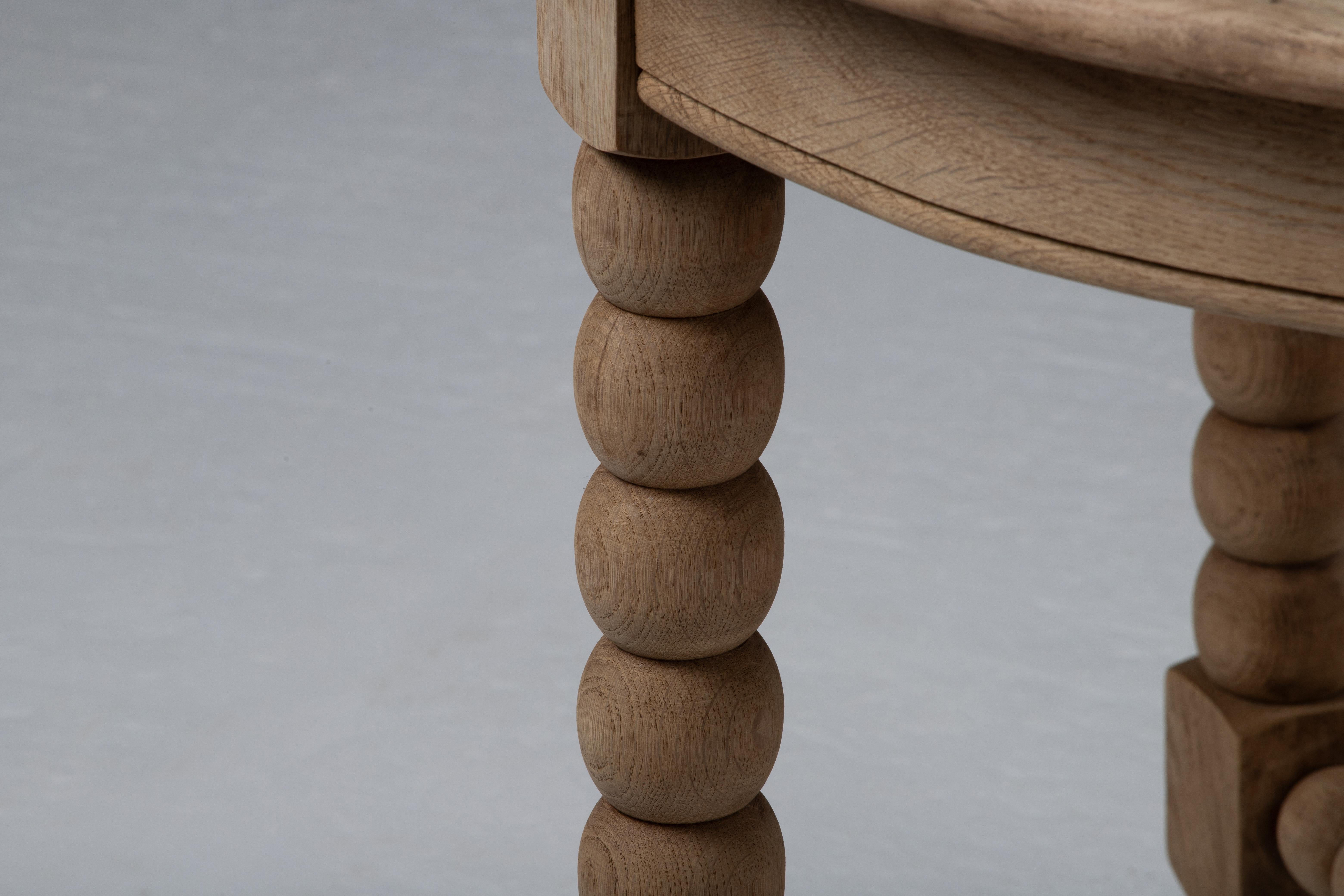 Oak French bobbin-leg side table, 19th Century