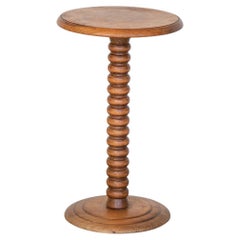 Vintage French Bobbin Oak Pedestal Table
