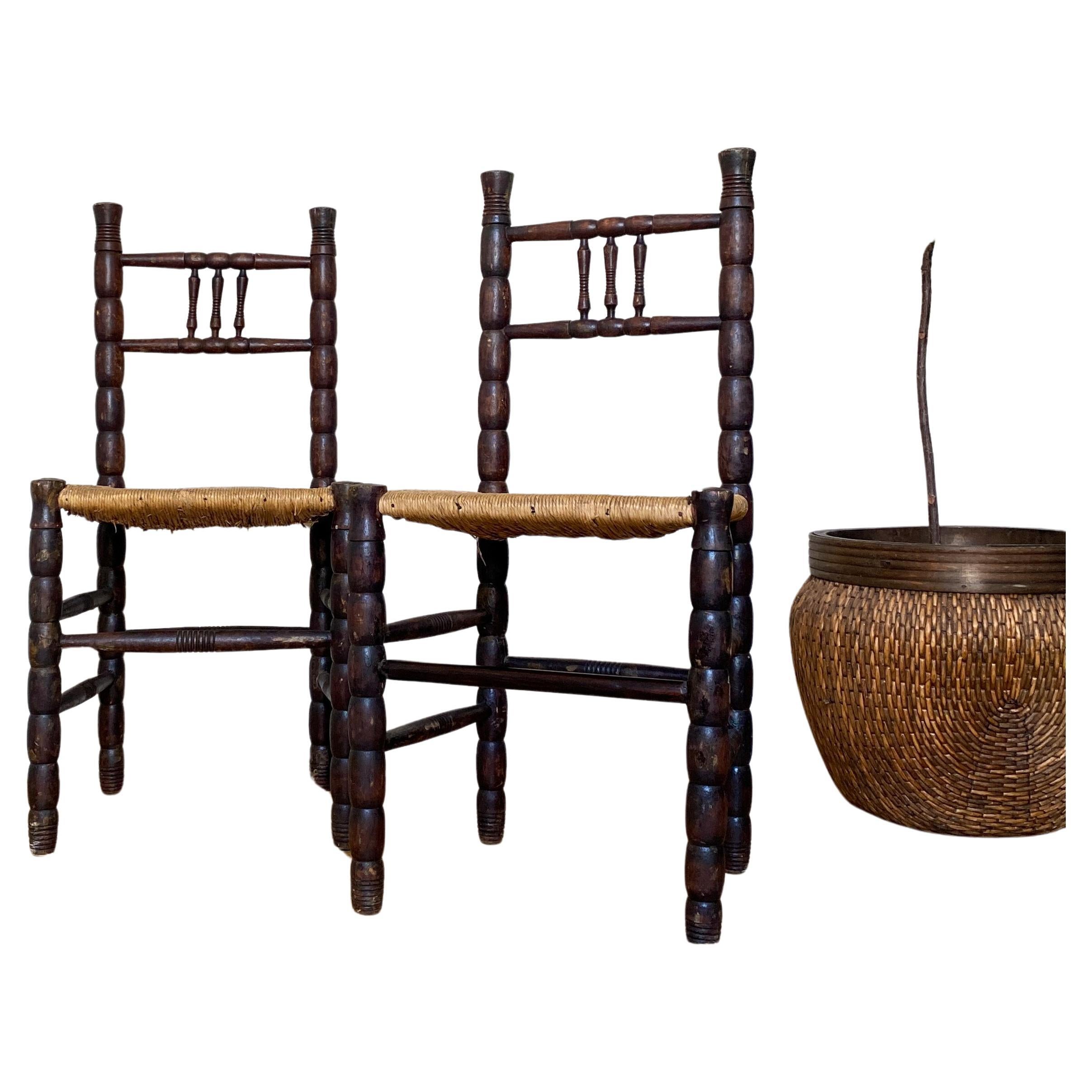 French Bobbin Rush Seat Chairs  Single For Sale