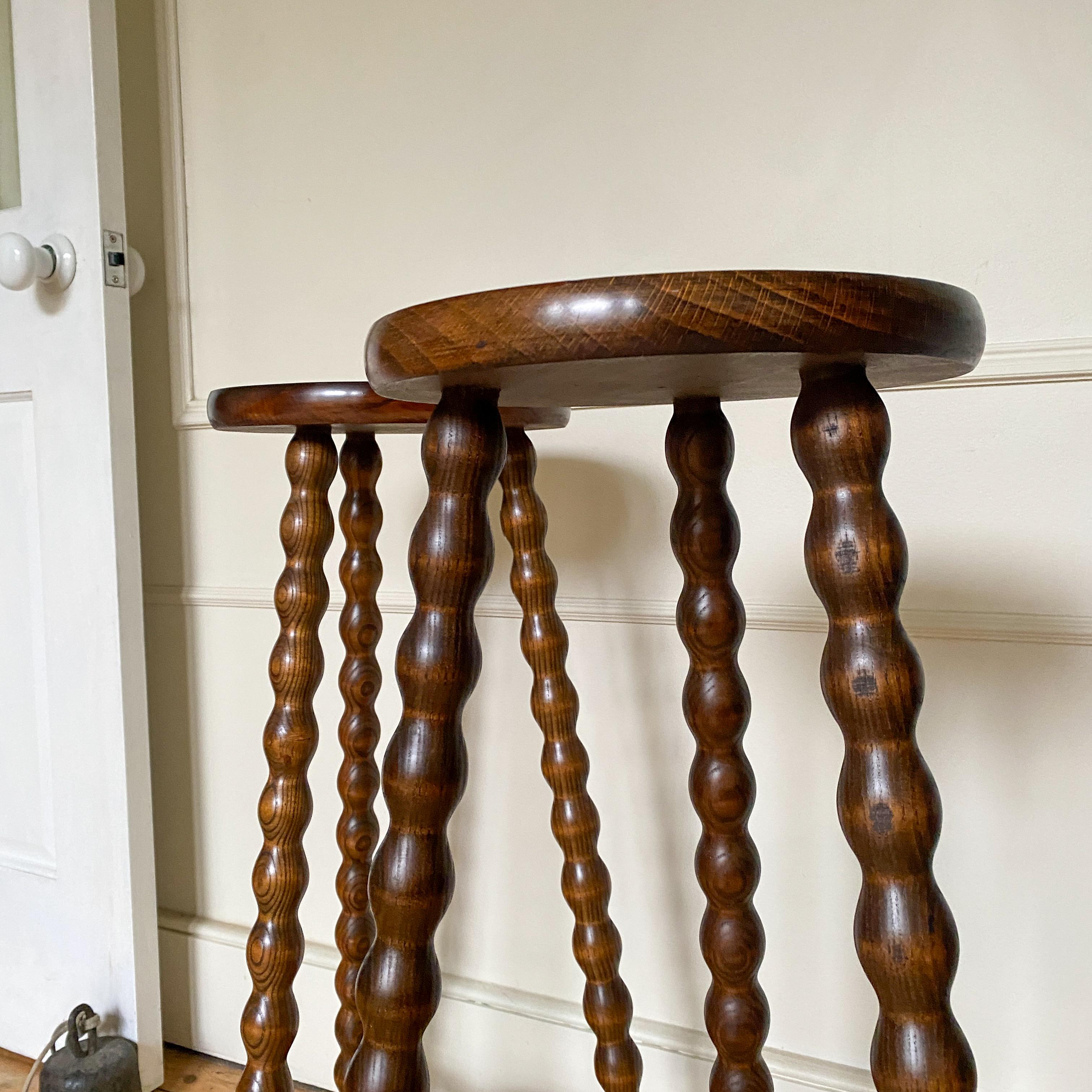 20th Century French Bobbin Side Tables  Plant Stand PAIR For Sale