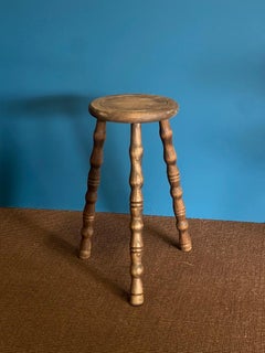 French Bobbin Stool in the Brutalist Style, France, 1960s