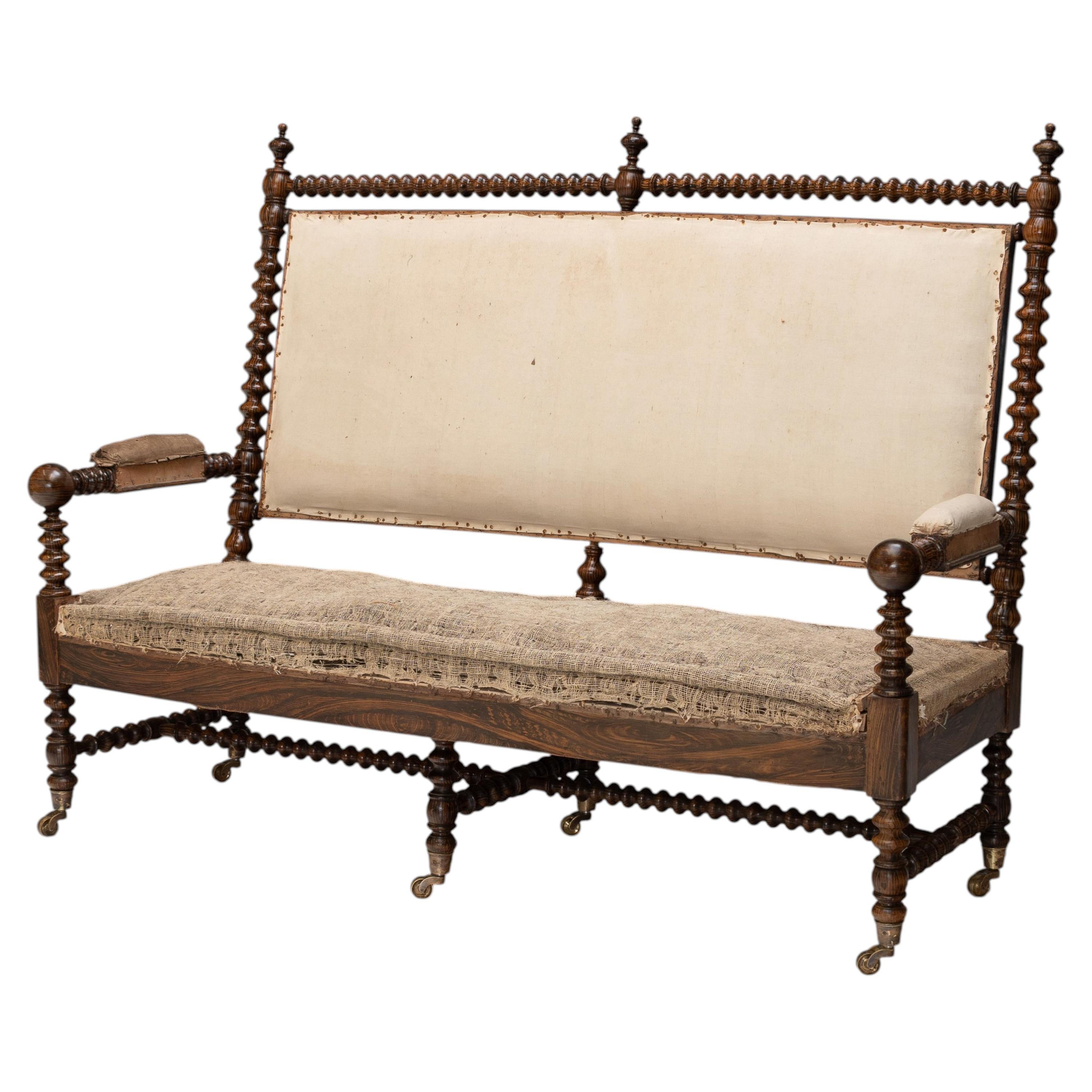 French Bobbin Turned Settee For Sale