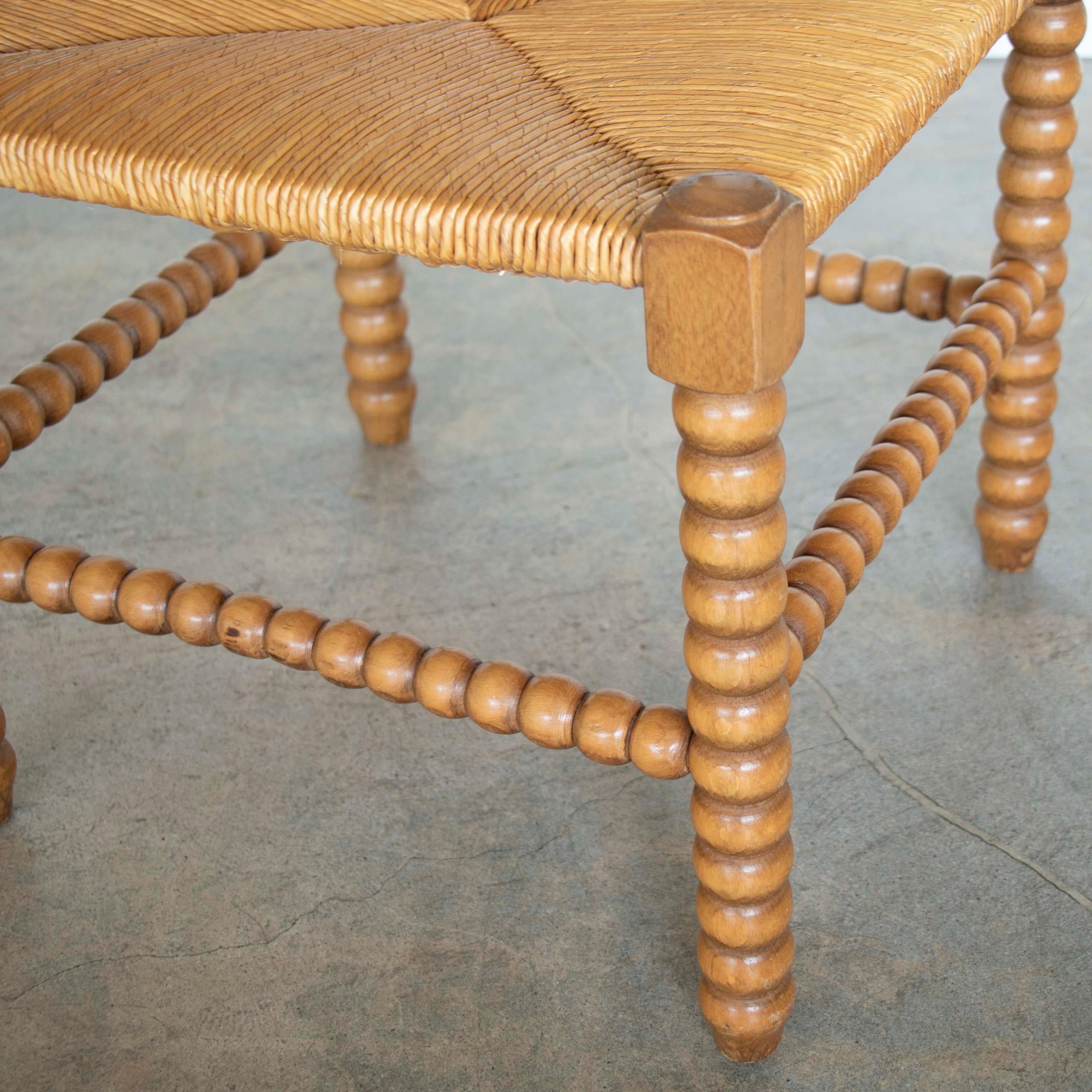 French Bobbin Wood and Woven Corner Chair 6