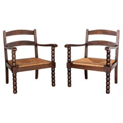Vintage French Bobbin Wood Chair 