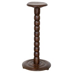 Vintage French Bobbin Wood Pedestal Table
