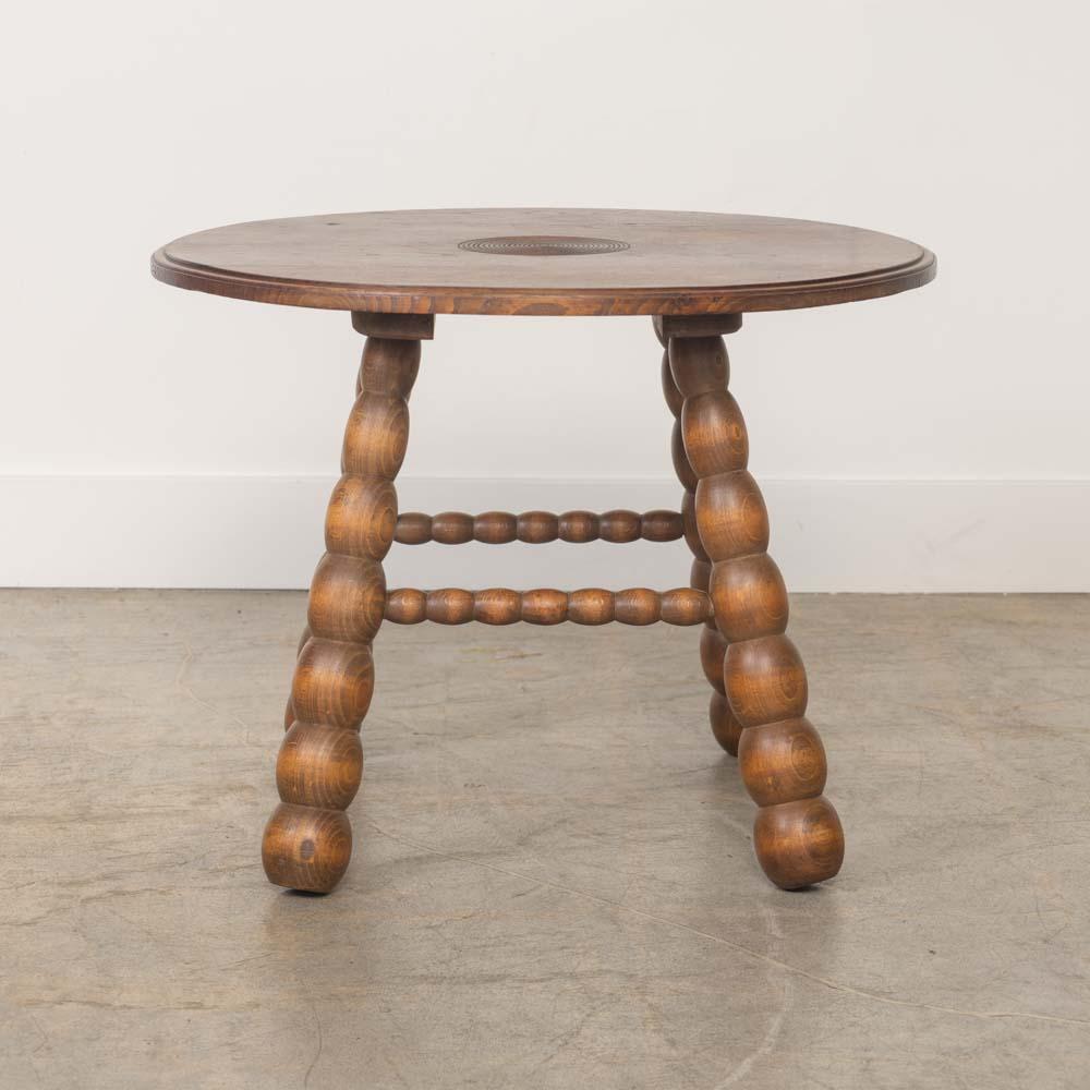 Oak French Bobbin Wood Table by Charles Dudouyt For Sale