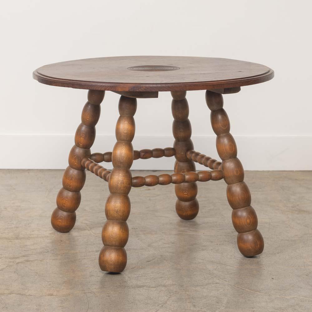 French Bobbin Wood Table by Charles Dudouyt For Sale 1