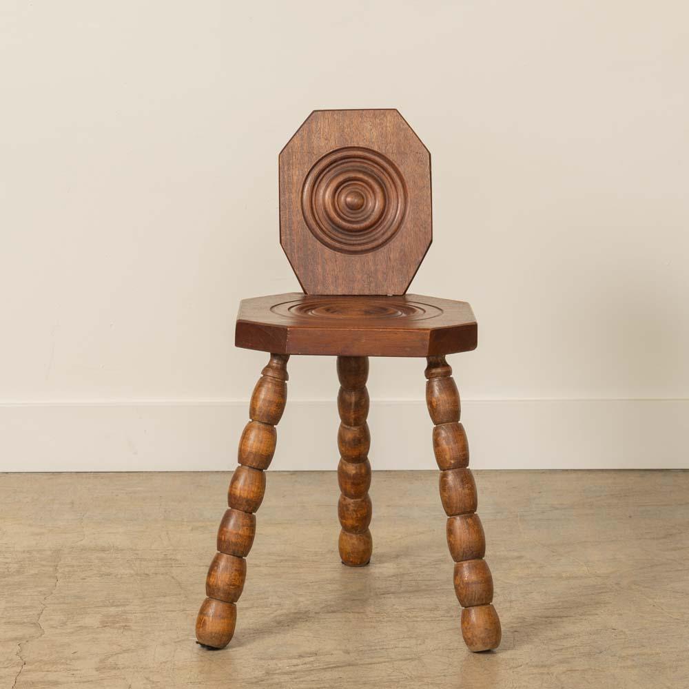 20ième siècle Chaise tripode en Bobbin Wood par Charles Dudouyt en vente