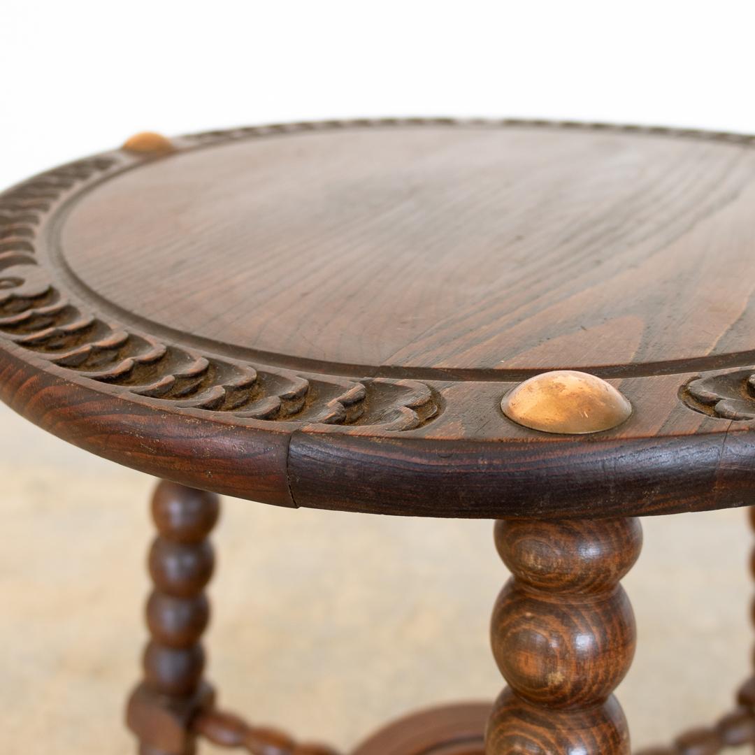 French Bobbin Wood Tripod Table 1