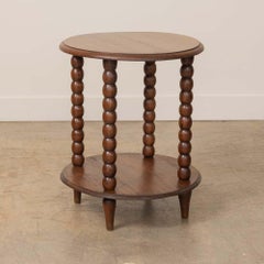 Mesa auxiliar de dos pisos de madera de bobina francesa