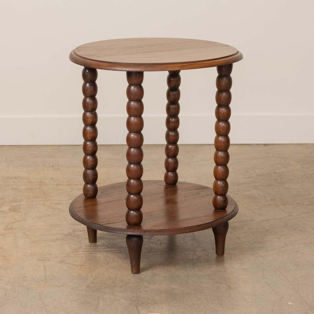 20ième siècle Table d'appoint à deux niveaux en bois Bobbin français en vente