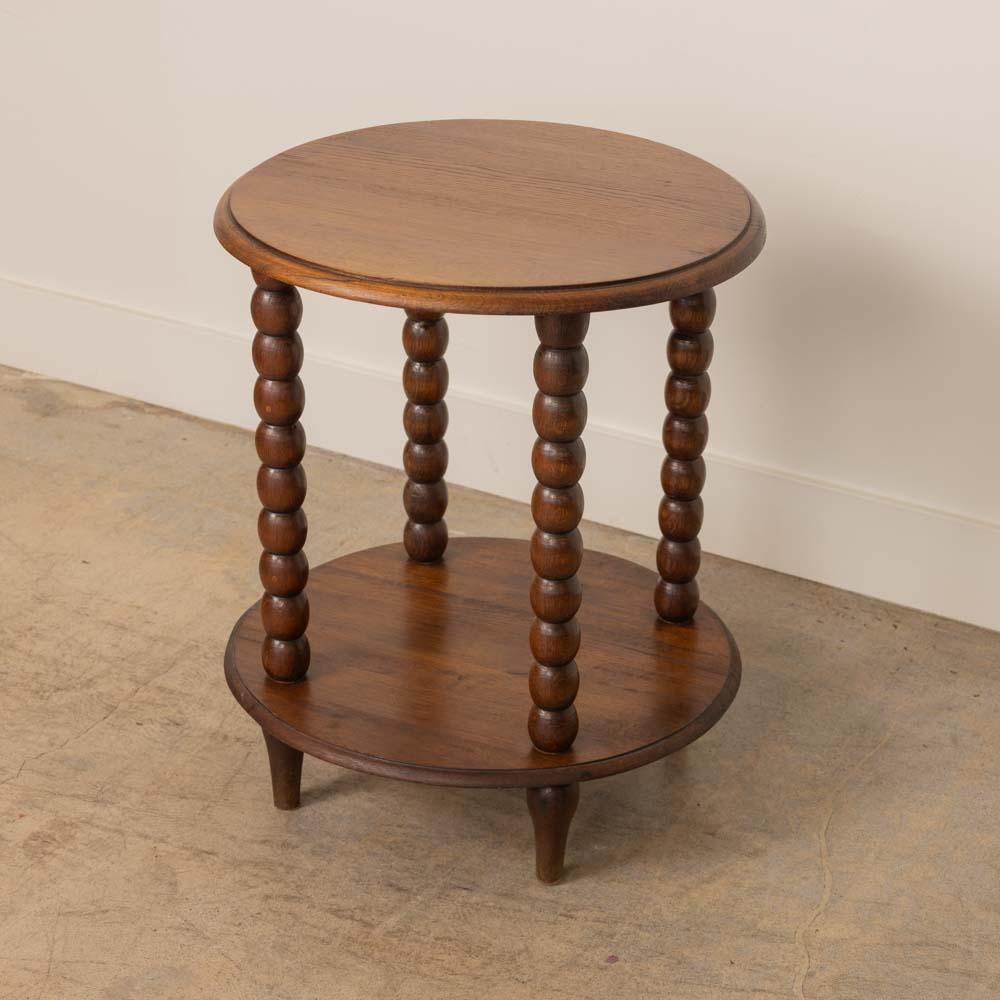 Acajou Table d'appoint à deux niveaux en bois Bobbin français en vente