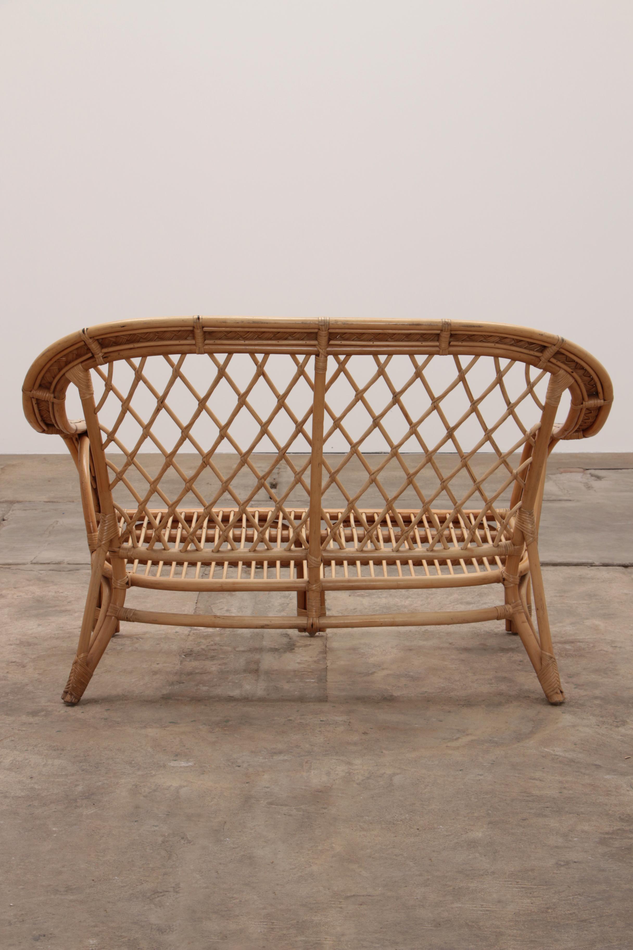 French Bohemian Sofa Made of Bamboo from the 1960s 1