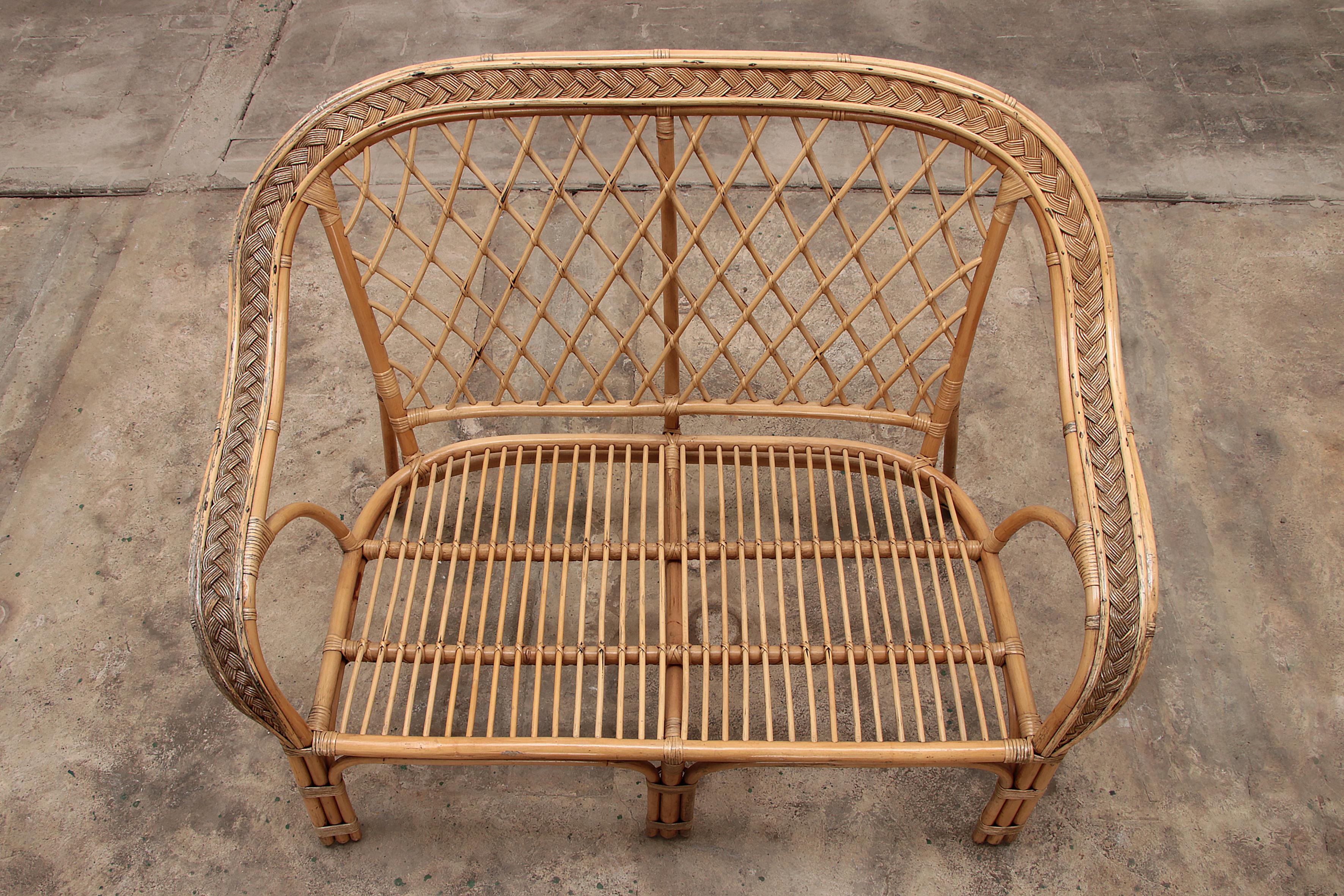 French Bohemian Sofa Made of Bamboo from the 1960s 3