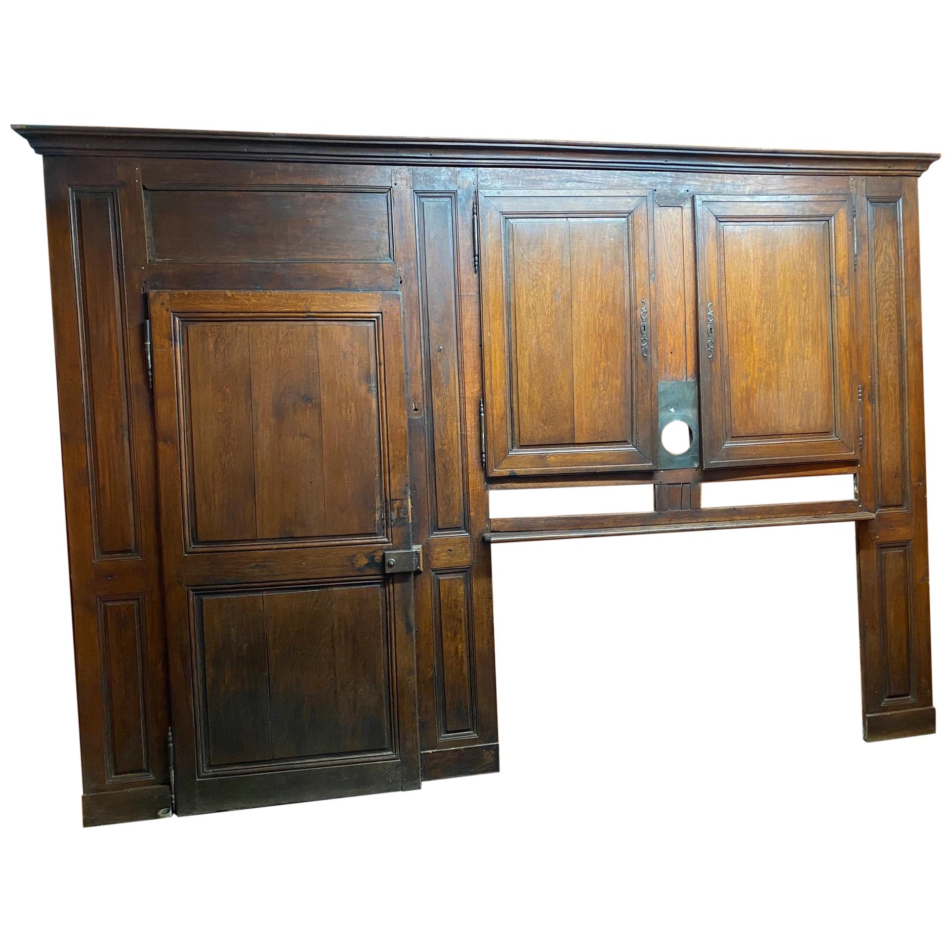 French Boiserie Library Paneled Wall Unit For Sale