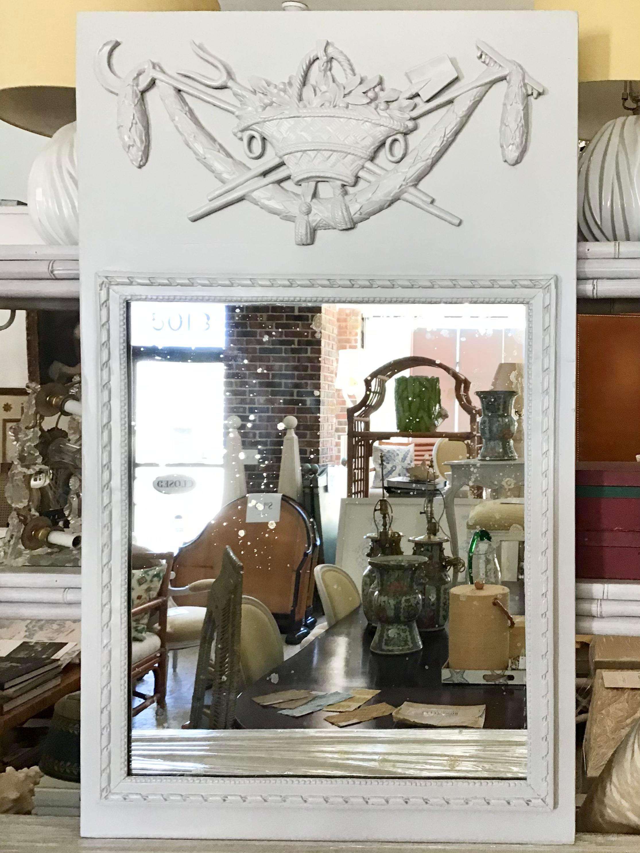 Classic French mirror Thai is 18th century in new Gray Lacquer. Add some French Architecture to your home.