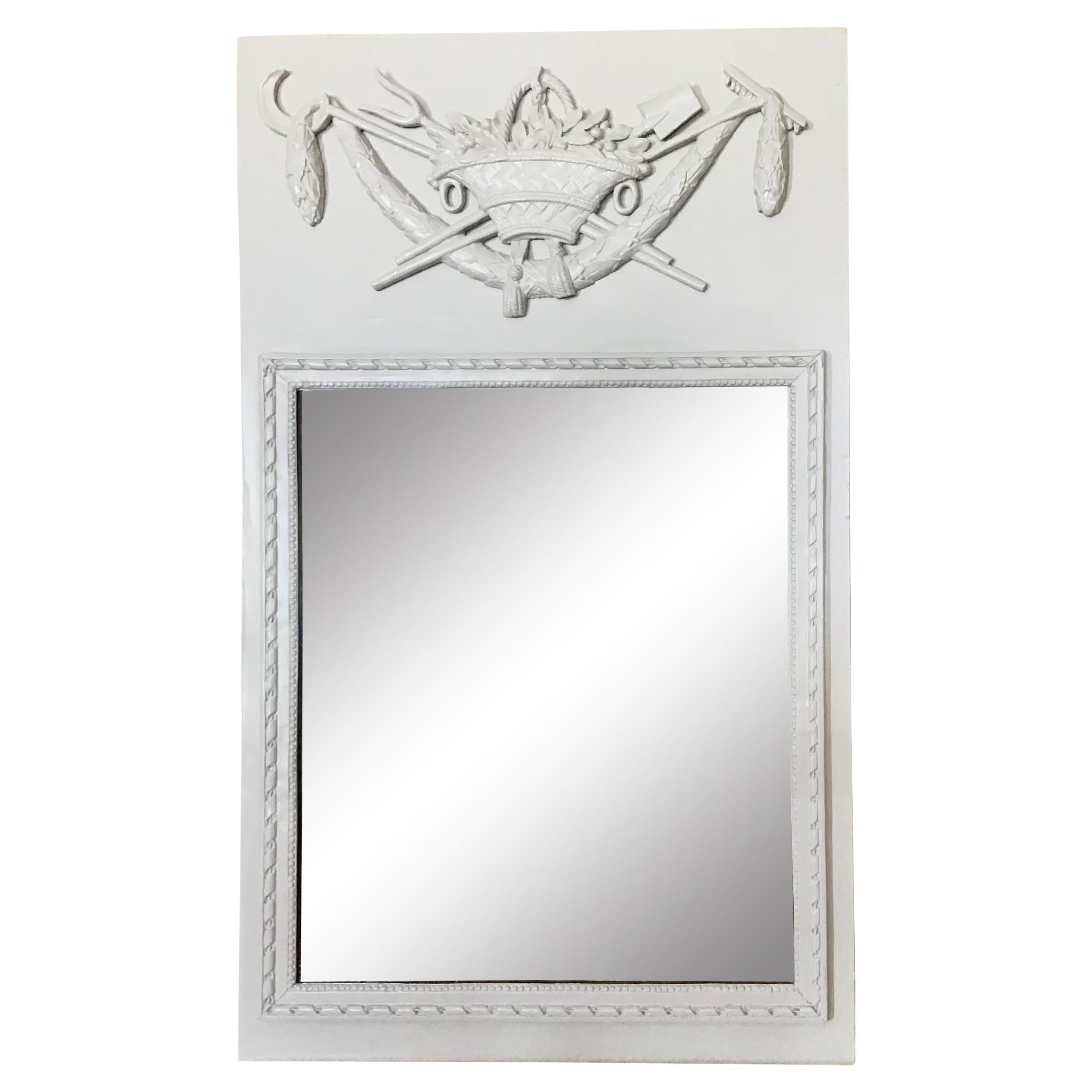 French Boiserie Mirror in Gray Lacquer For Sale