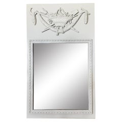 Antique French Boiserie Mirror in Gray Lacquer
