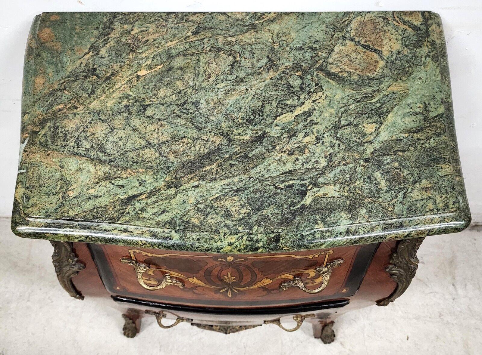 Late 20th Century French Bombay Chest Nightstand Louis XV Marble Top Petite